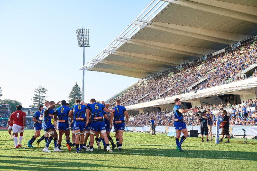 Western Force vs Tonga Western Force team huddle at HBF Park