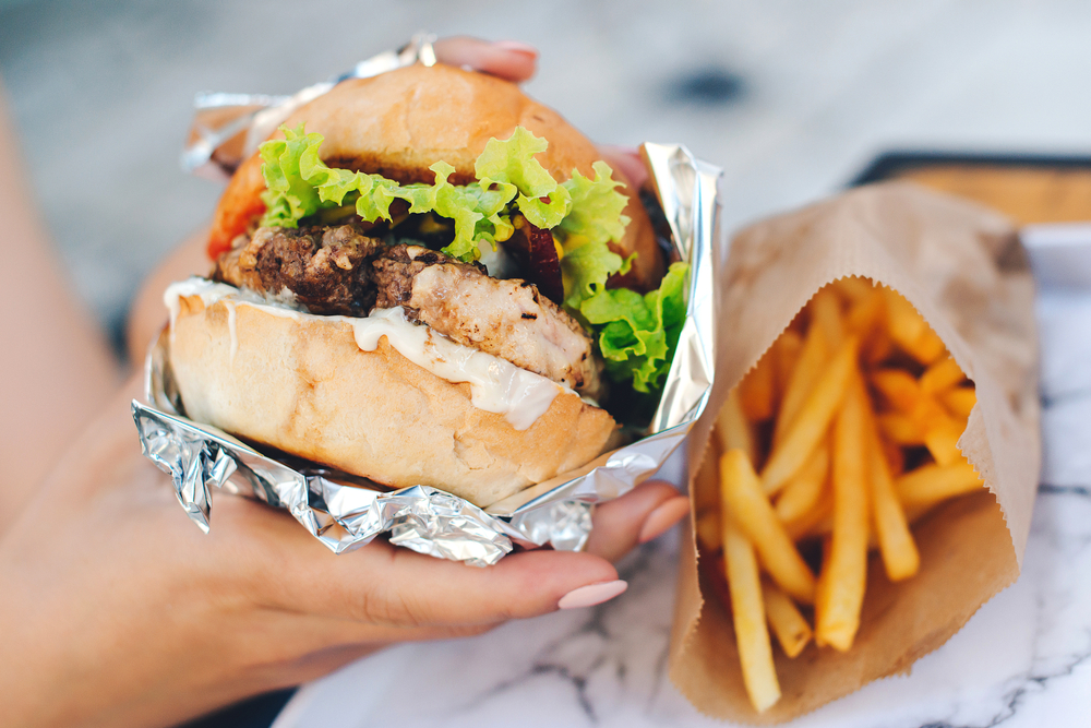 Burger and chips