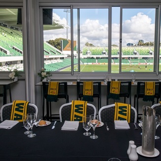 A photo taken from inside a corporate box at HBF Park